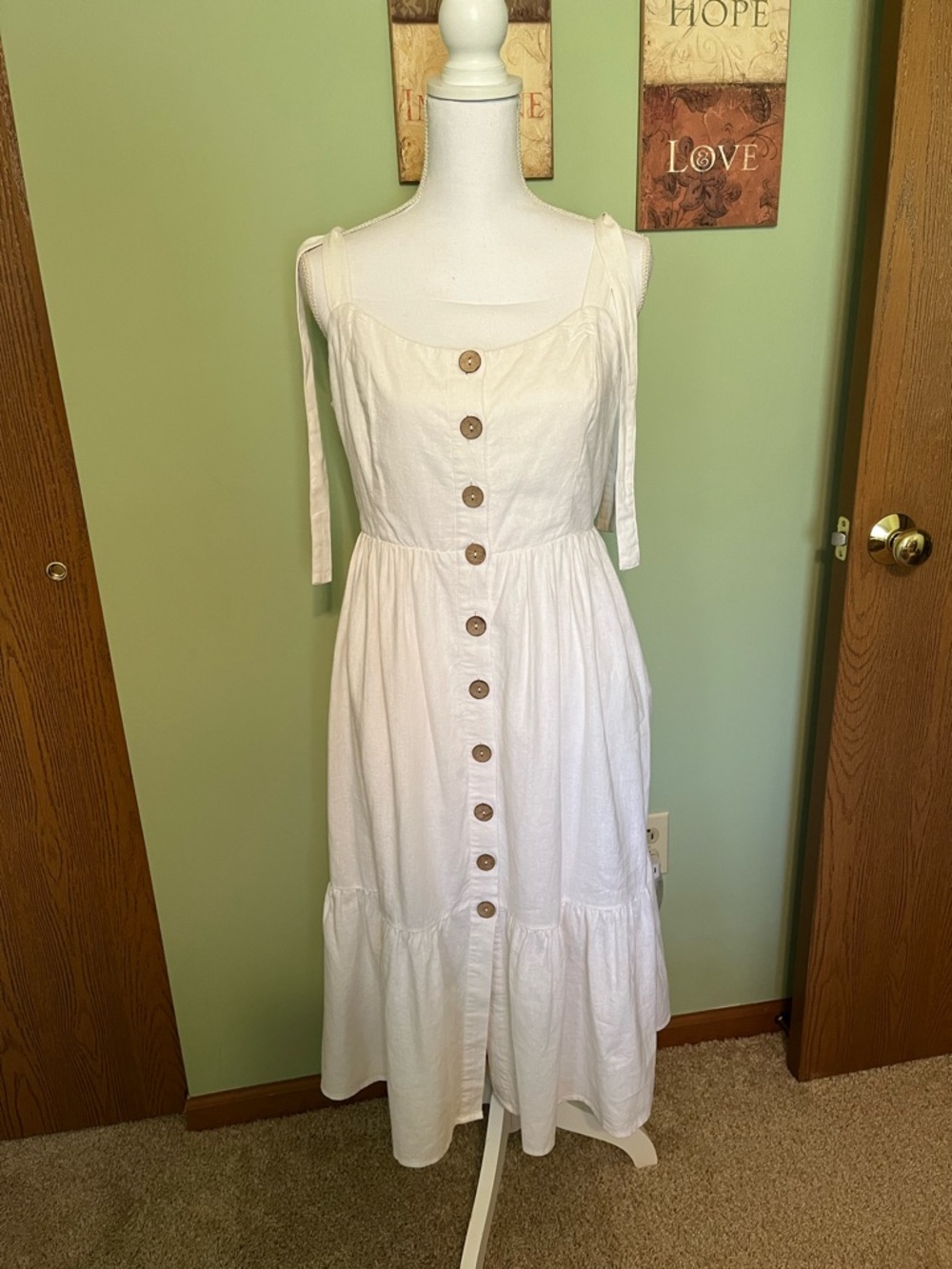 Forever 21 White Button Down the Front Sundress - Size L